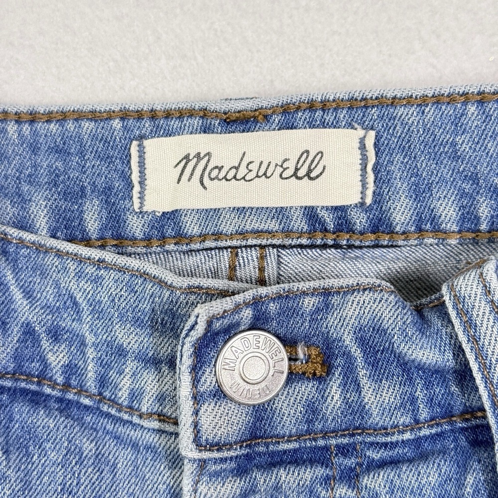 Madewell Jeans Womens 26 Wide Leg Crop Exposed Button Fly Raw Hem Stretch Denim - Picture 4 of 13